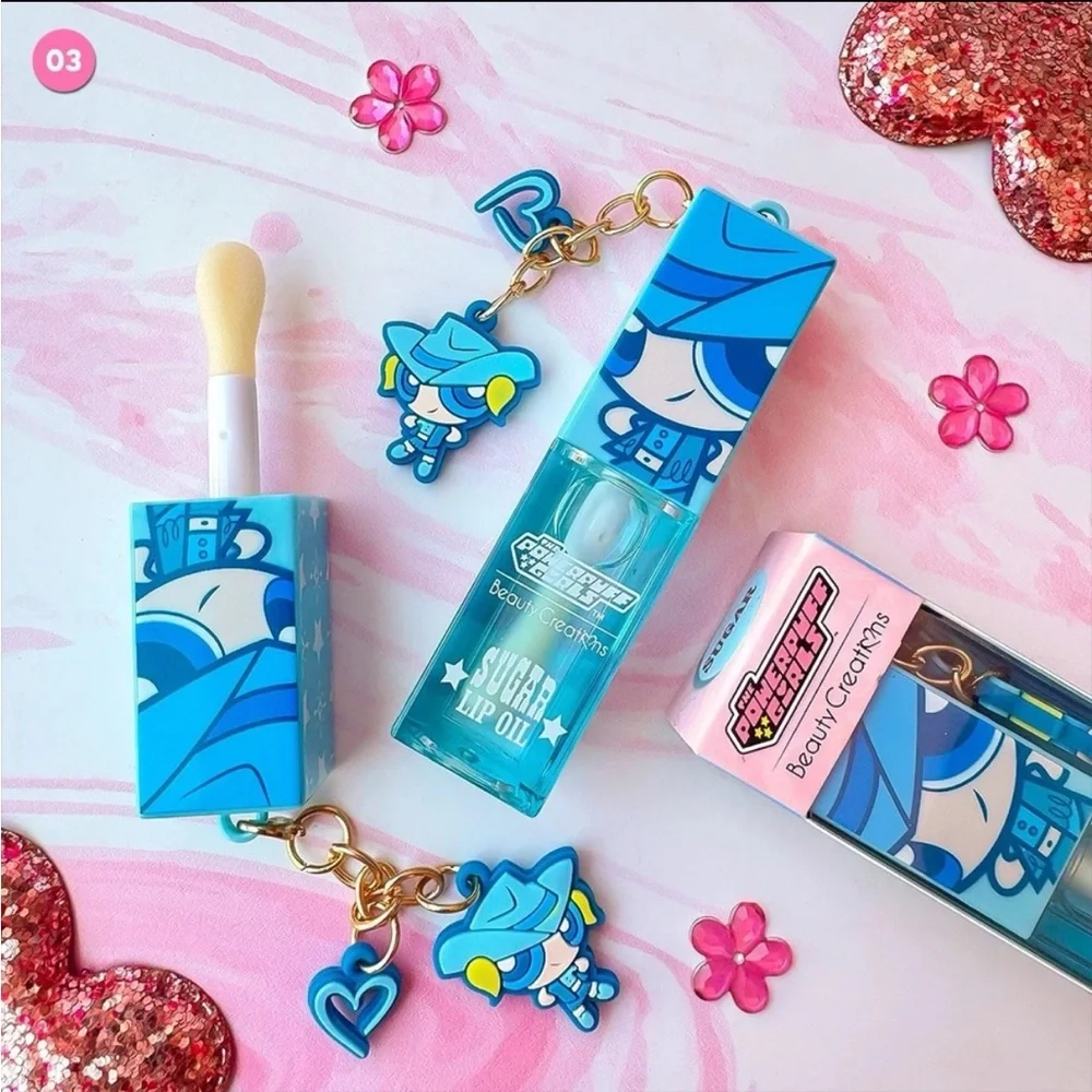 The Powerpuff Girls Beauty Creations- Bubbles “Sugar” Lip Oil + Keychain